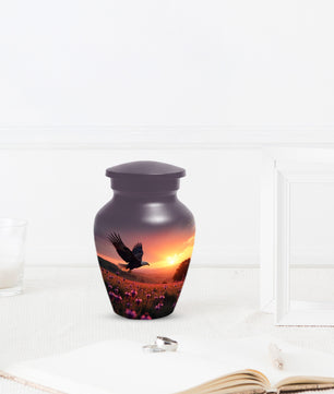 Flying Eagle Sunset Urn for Human Ashes | Majestic Eagle Sunset Adult Cremation Urn | Memorial Funeral Urn