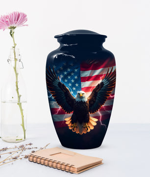 Patriotic Eagle Urn for Human Ashes | American Flag Eagle Adult Cremation Urn Memorial
