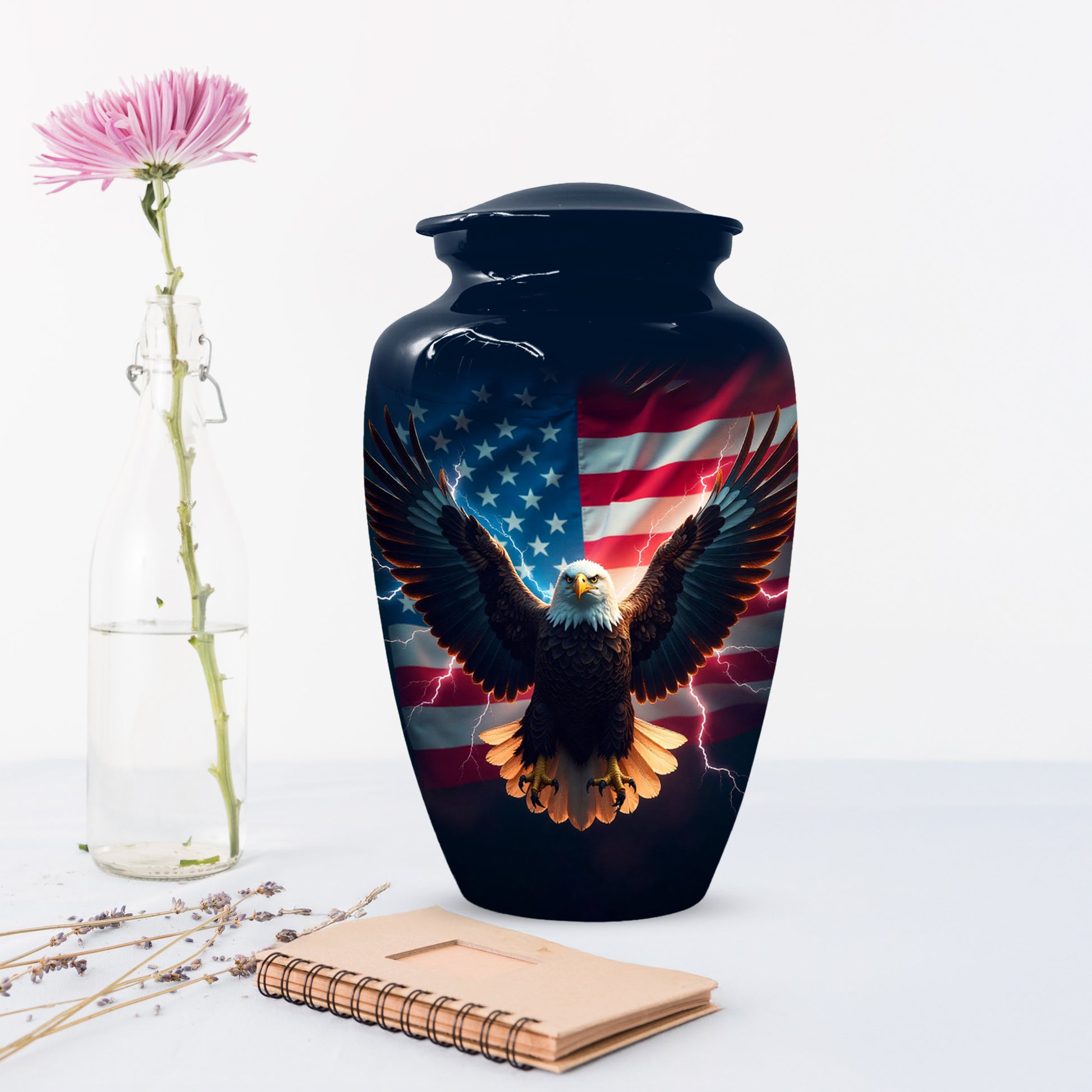 Patriotic Eagle Urn for Human Ashes | American Flag Eagle Adult Cremation Urn Memorial