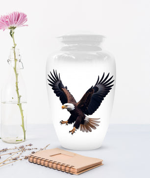 White Eagle Urn for Human Ashes | Elegant White Eagle Adult Cremation Urn Memorial