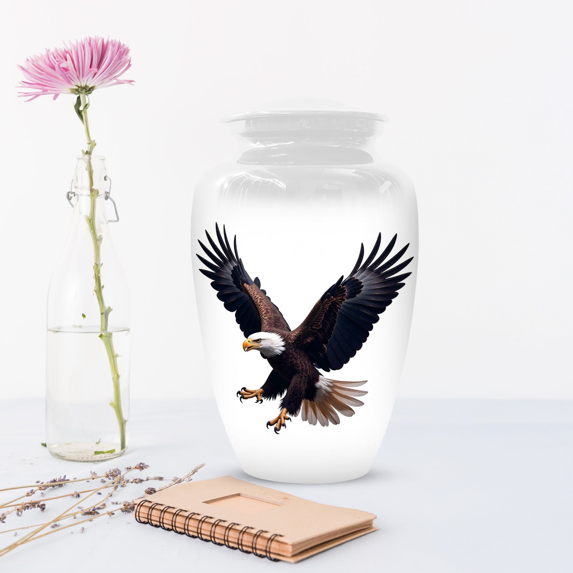 White Eagle Urn for Human Ashes | Elegant White Eagle Adult Cremation Urn Memorial