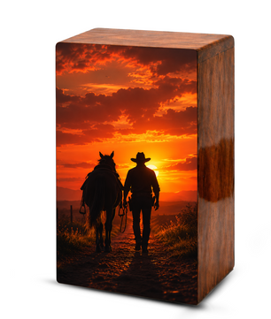 Personalized Cowboy Urn For Ashes Male - Western Cowboys Cremation Urns For Dad