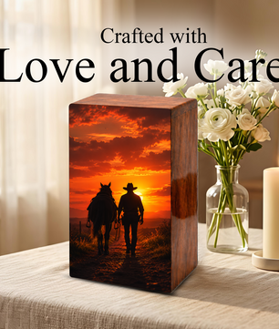 Personalized Cowboy Urn For Ashes Male - Western Cowboys Cremation Urns For Dad