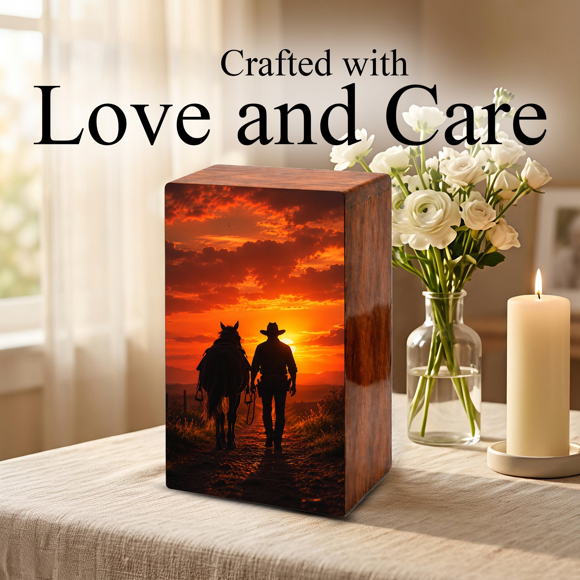 Personalized Cowboy Urn For Ashes Male - Western Cowboys Cremation Urns For Dad
