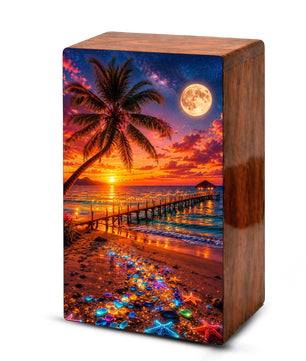 Beach Themed Mini Urn – Moonlit Ocean Memorial Urn for Human Ashes