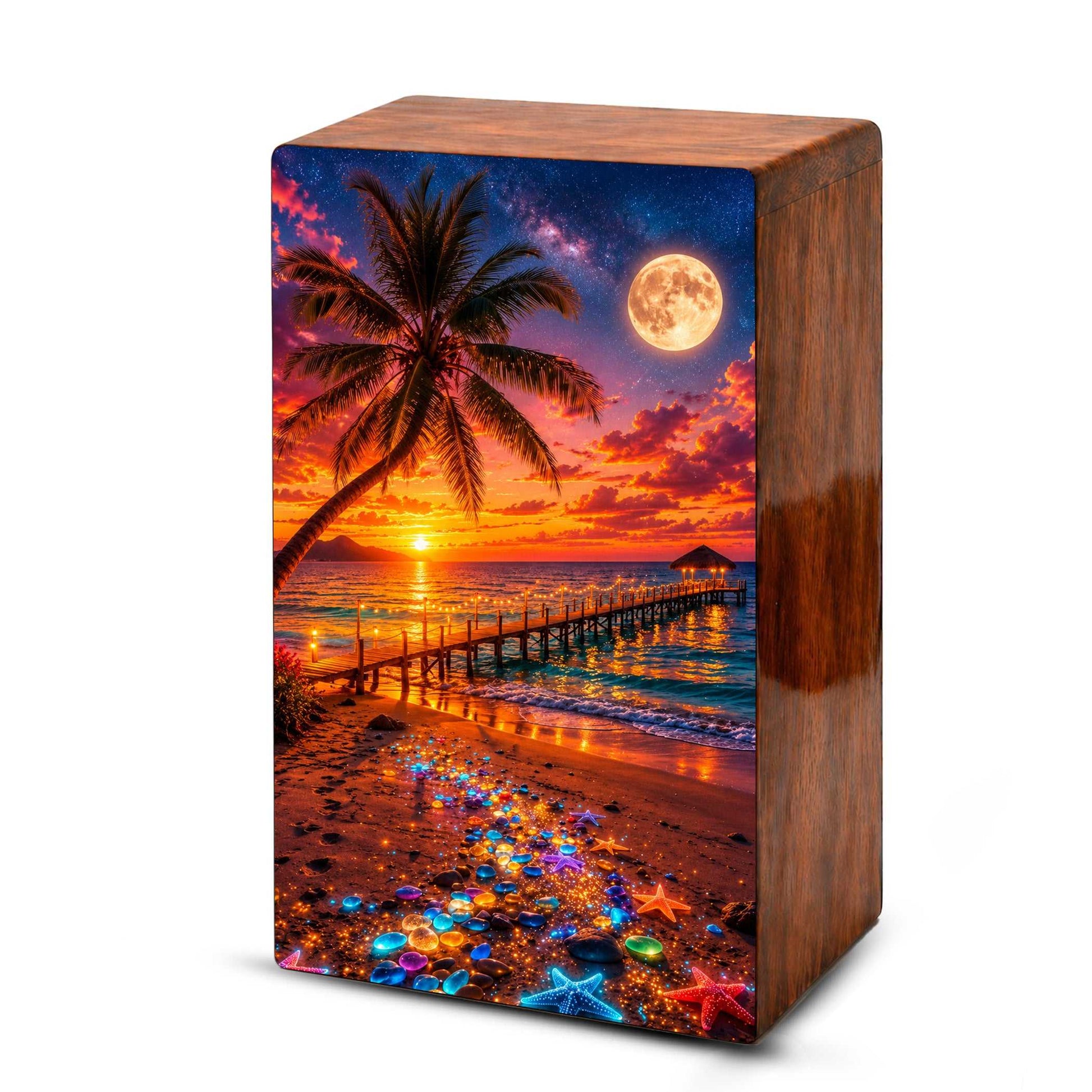 Beach Themed Mini Urn – Moonlit Ocean Memorial Urn for Human Ashes
