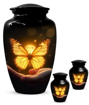 Yellow Butterfly Urn for Human Ashes | Elegant Yellow Butterfly Cremation Urn for Adult Ashes