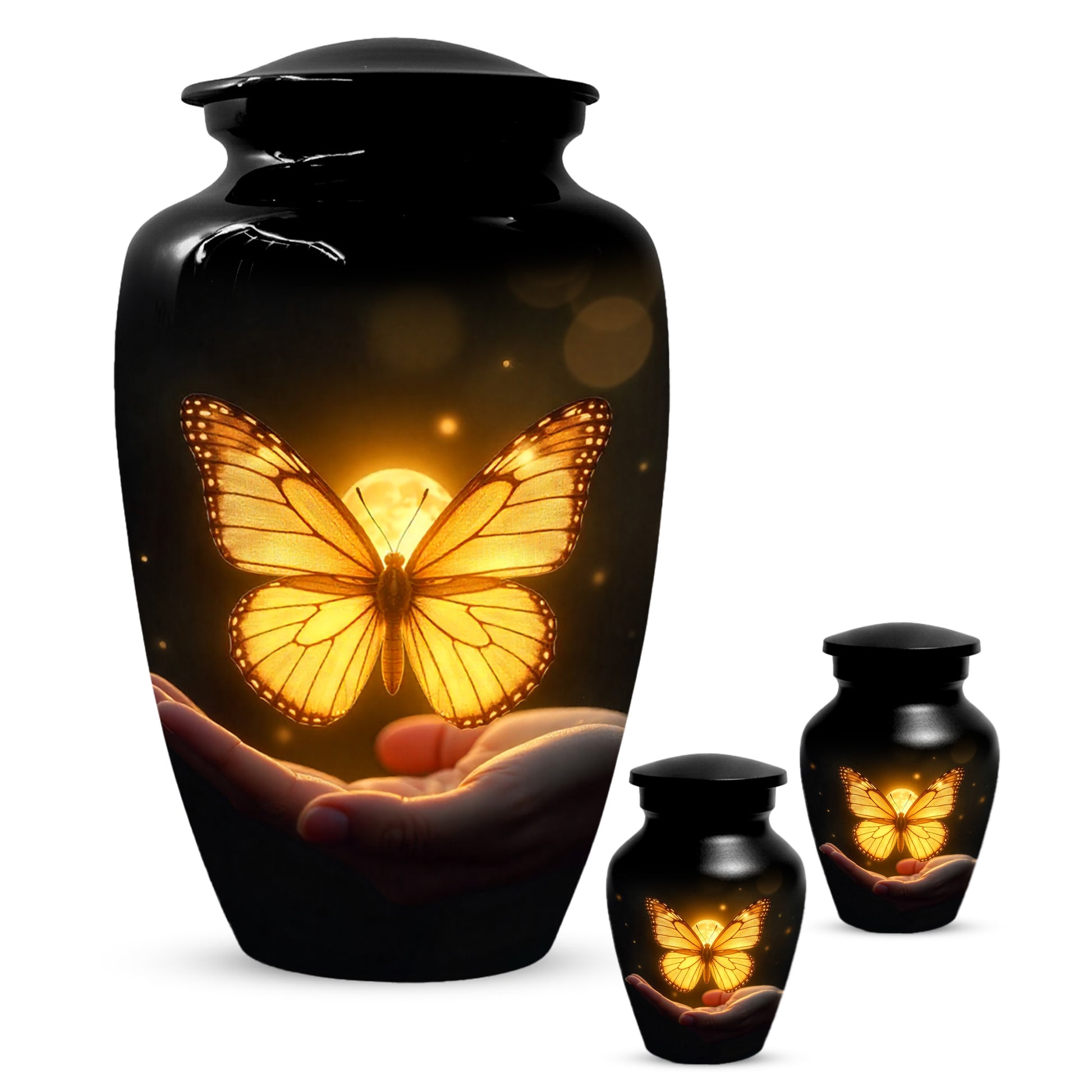 Yellow Butterfly Urn for Human Ashes | Elegant Yellow Butterfly Cremation Urn for Adult Ashes