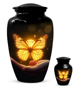 Yellow Butterfly Urn for Human Ashes | Elegant Yellow Butterfly Cremation Urn for Adult Ashes