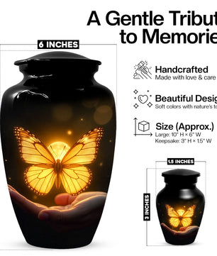 Yellow Butterfly Urn for Human Ashes | Elegant Yellow Butterfly Cremation Urn for Adult Ashes