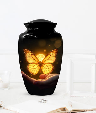 Yellow Butterfly Urn for Human Ashes | Elegant Yellow Butterfly Cremation Urn for Adult Ashes