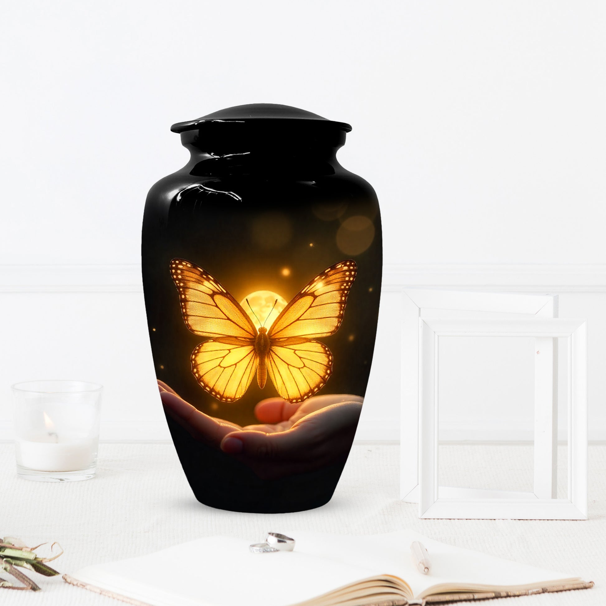 Yellow Butterfly Urn for Human Ashes | Elegant Yellow Butterfly Cremation Urn for Adult Ashes
