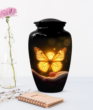 Yellow Butterfly Urn for Human Ashes | Elegant Yellow Butterfly Cremation Urn for Adult Ashes