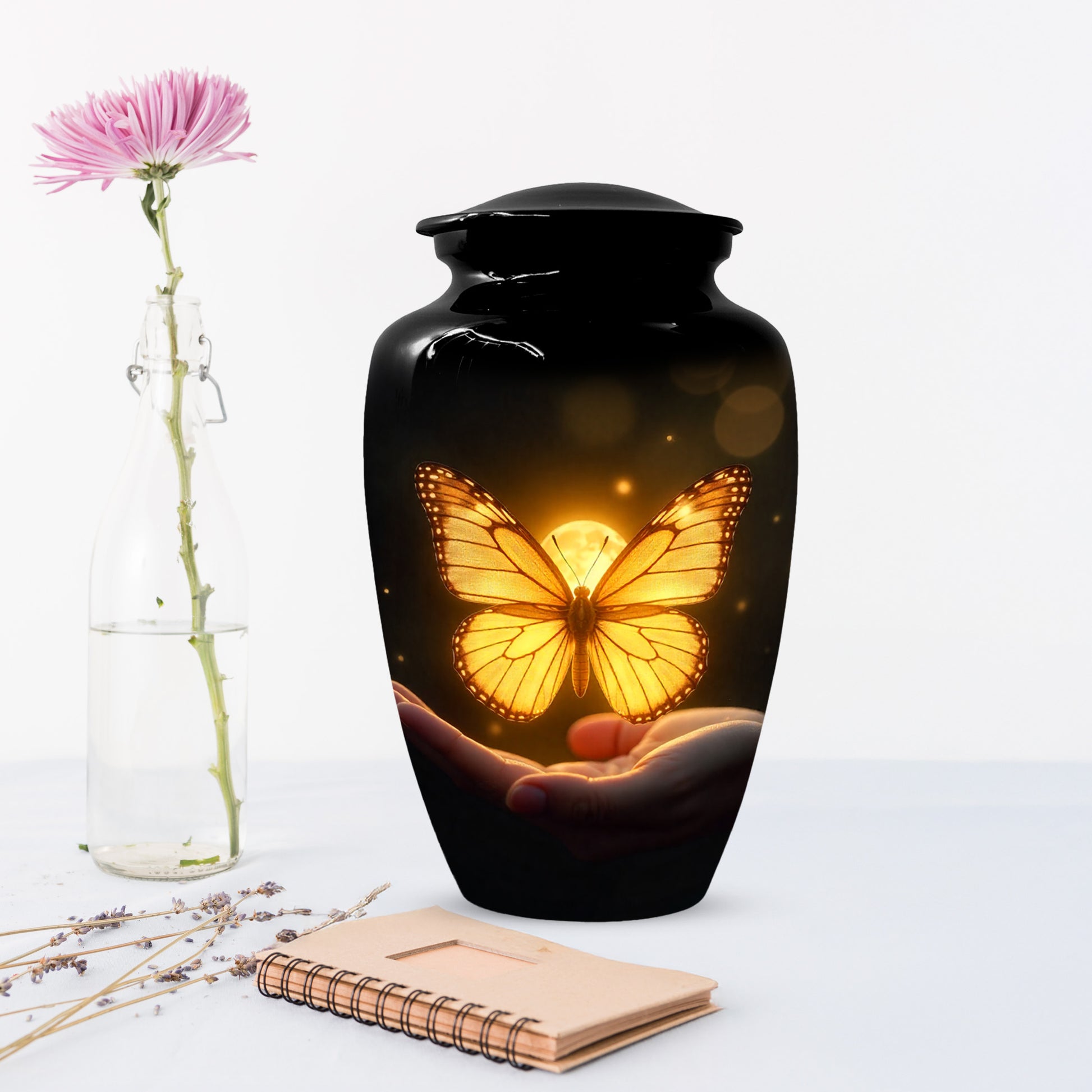 Yellow Butterfly Urn for Human Ashes | Elegant Yellow Butterfly Cremation Urn for Adult Ashes