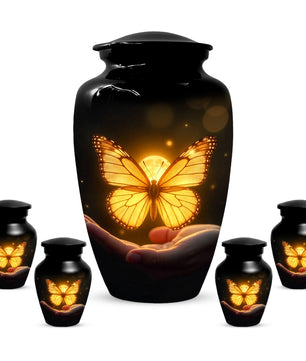 Yellow Butterfly Urn for Human Ashes | Elegant Yellow Butterfly Cremation Urn for Adult Ashes