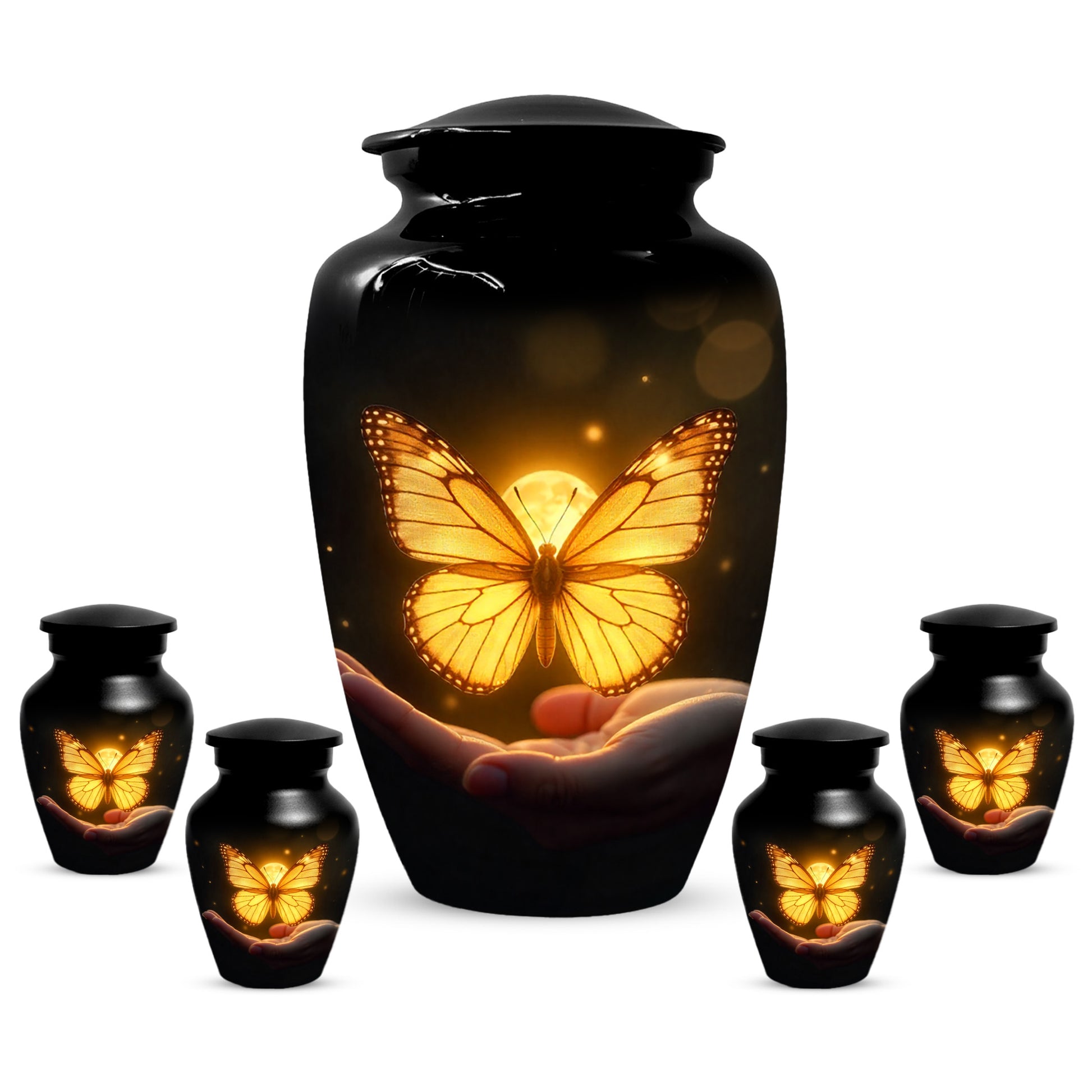 Yellow Butterfly Urn for Human Ashes | Elegant Yellow Butterfly Cremation Urn for Adult Ashes