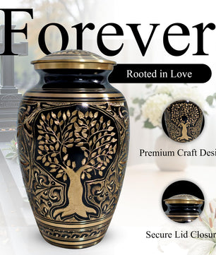 Brass Urns for Human Ashes Adult Male, (Multiple Themes, Brass Urn for Ashes, Variation 03)