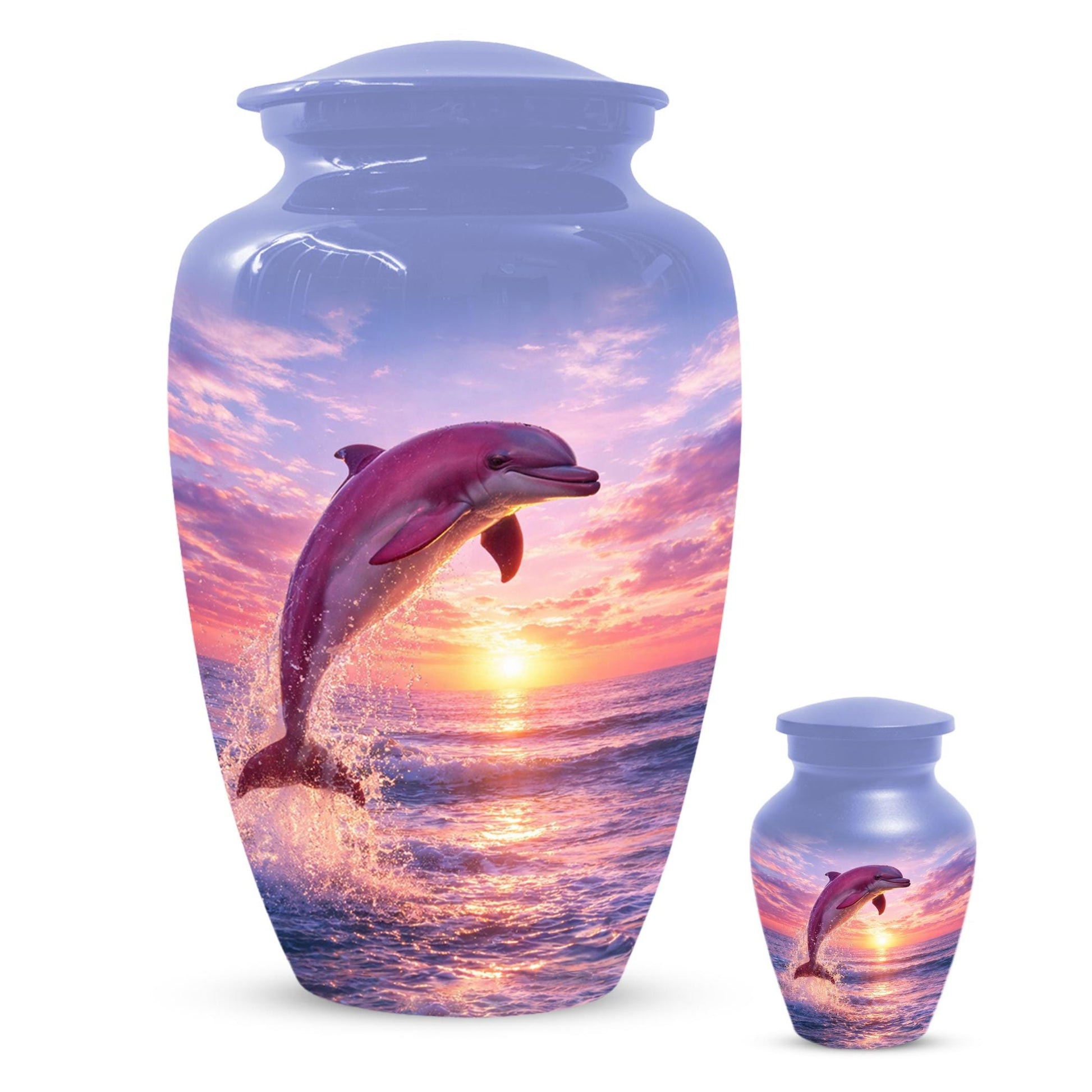 Pink Dolphin Urn For Ashes - Blue Ocean Cremation Urns For Adults