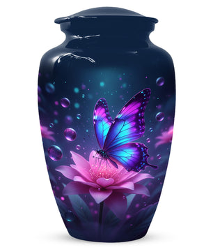 Blue Butterfly Urn For Mom Ashes - Lotus Flower Cremation Urns For Women