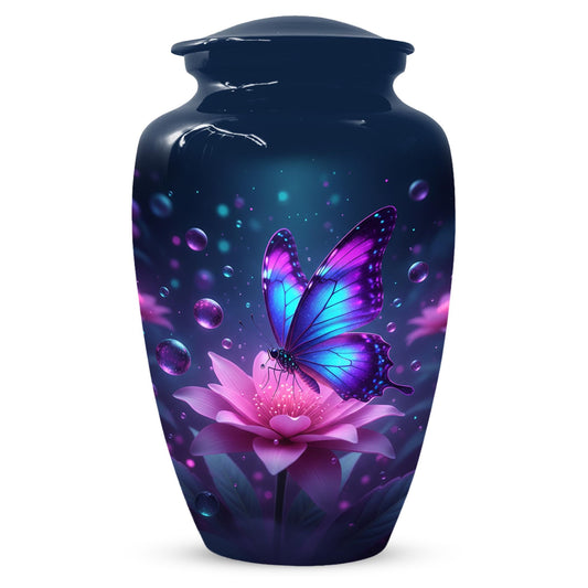 Blue Butterfly Urn For Mom Ashes - Lotus Flower Cremation Urns For Women
