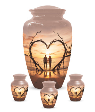 Sunset Beach Couple Urns For Ashes - Extra large Comapanion Urn For Mom and Dad