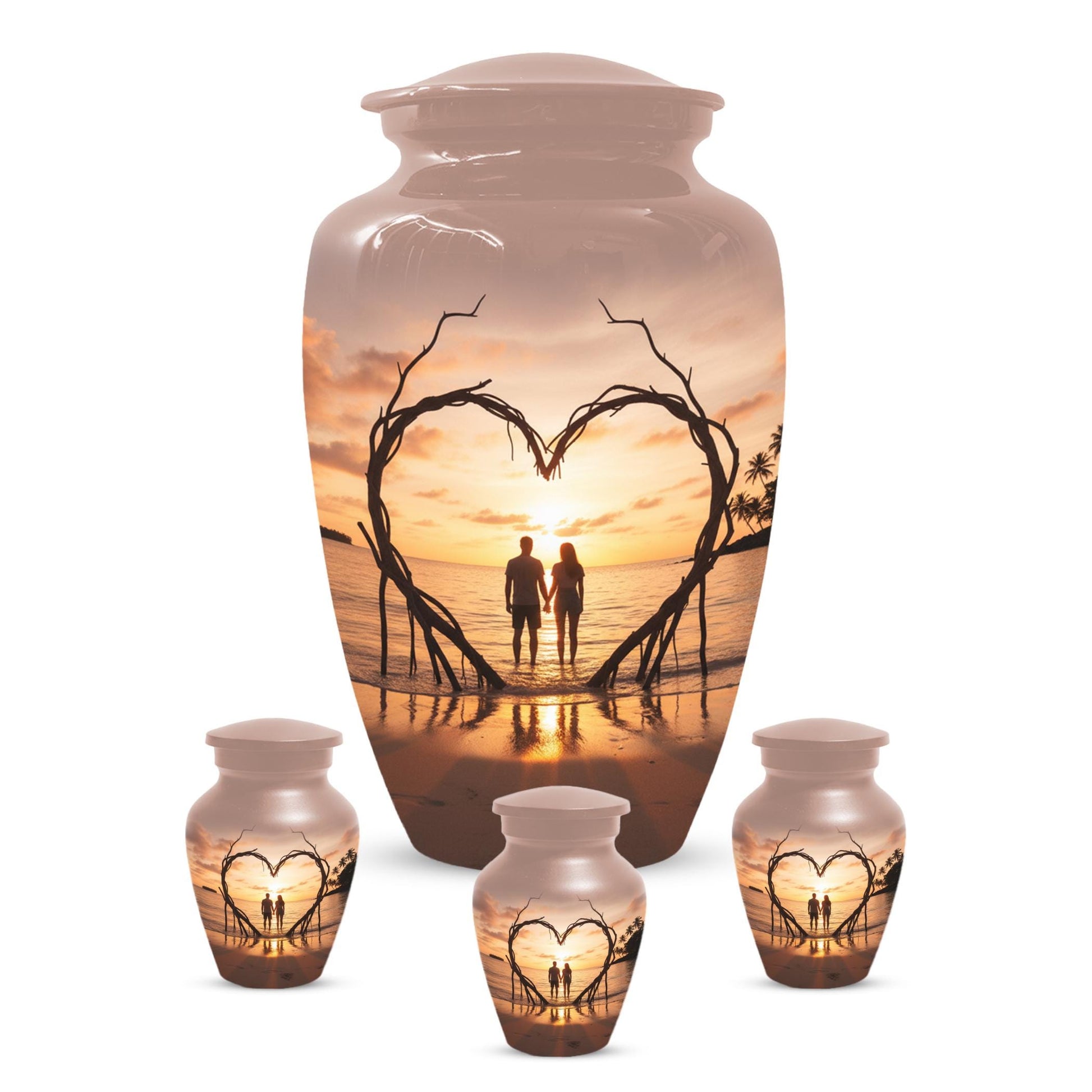 Sunset Beach Couple Urns For Ashes - Extra large Comapanion Urn For Mom and Dad