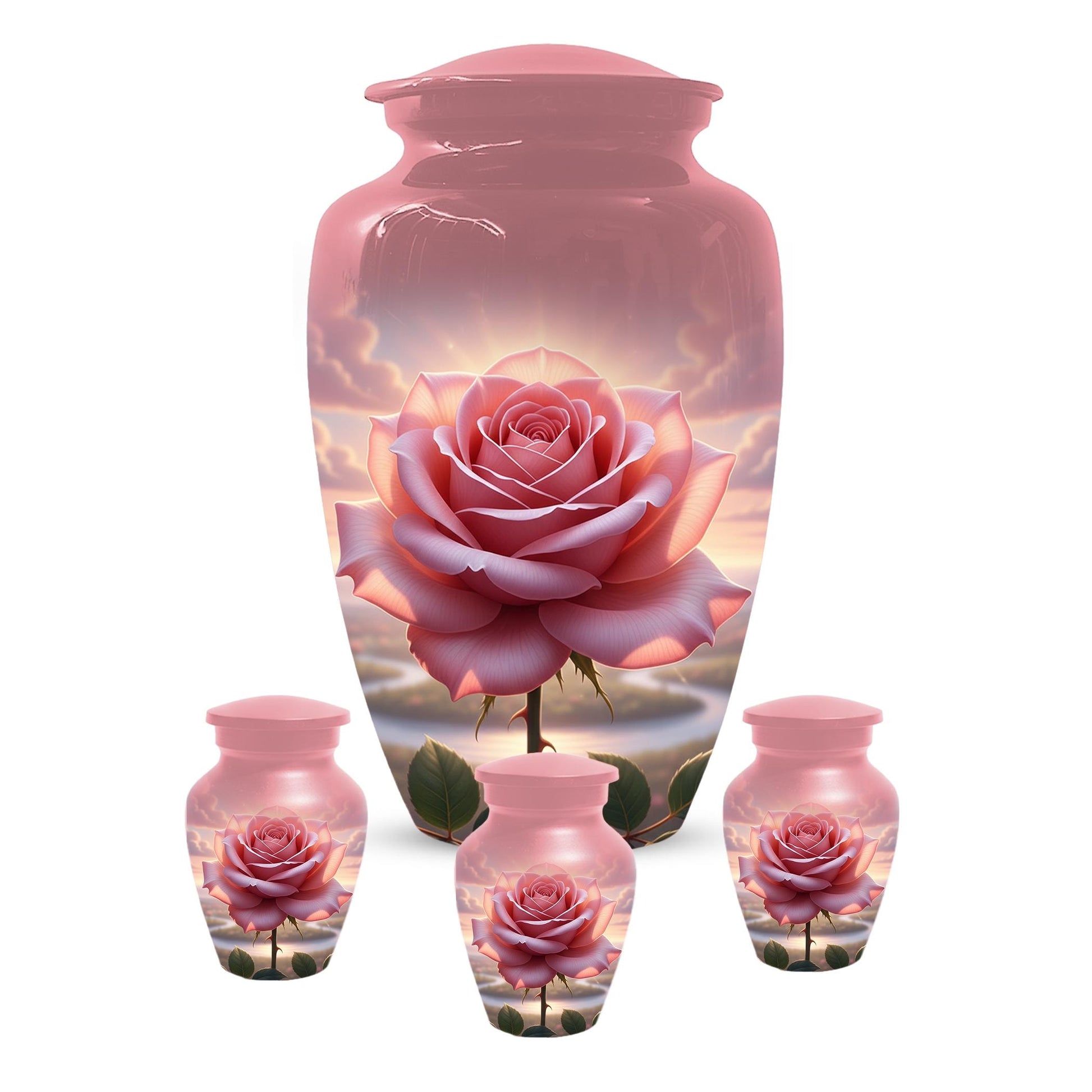 Rose Urn For Ashes Female - Pink Flower Cremation Urns For Women