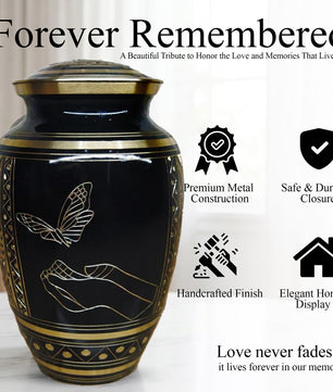 Brass Urns for Human Ashes Adult Male, (Multiple Themes, Brass Urn for Ashes, Variation 03)