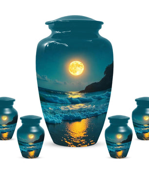 Ocean Beach Urns For Human Ashes, Moonlit Keepsake Urn For Mom and Dad