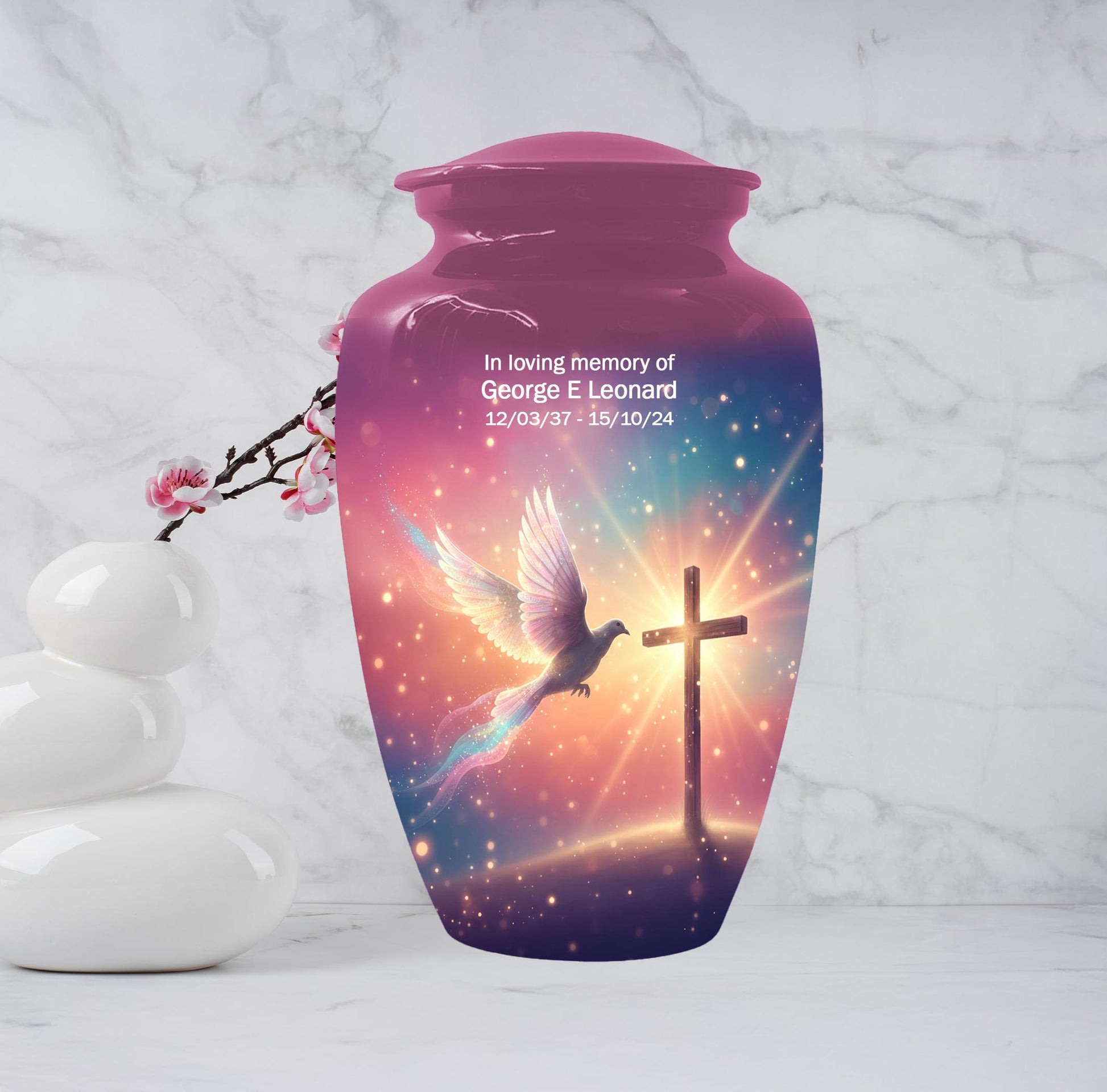 Dove Cremation Urn for Ashes - Cross Religious Urns For Male & Female Ash