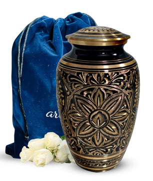 Brass Urns for Human Ashes Adult Male, (Multiple Themes, Brass Urn for Ashes, Variation 03)