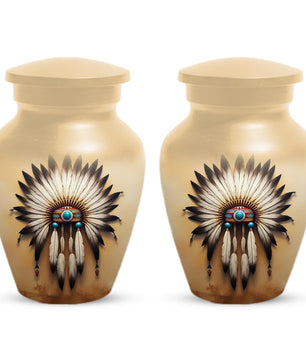 Native American Urns for Human Ashes | Western Memorial Mini Keepsake Urn for Adults