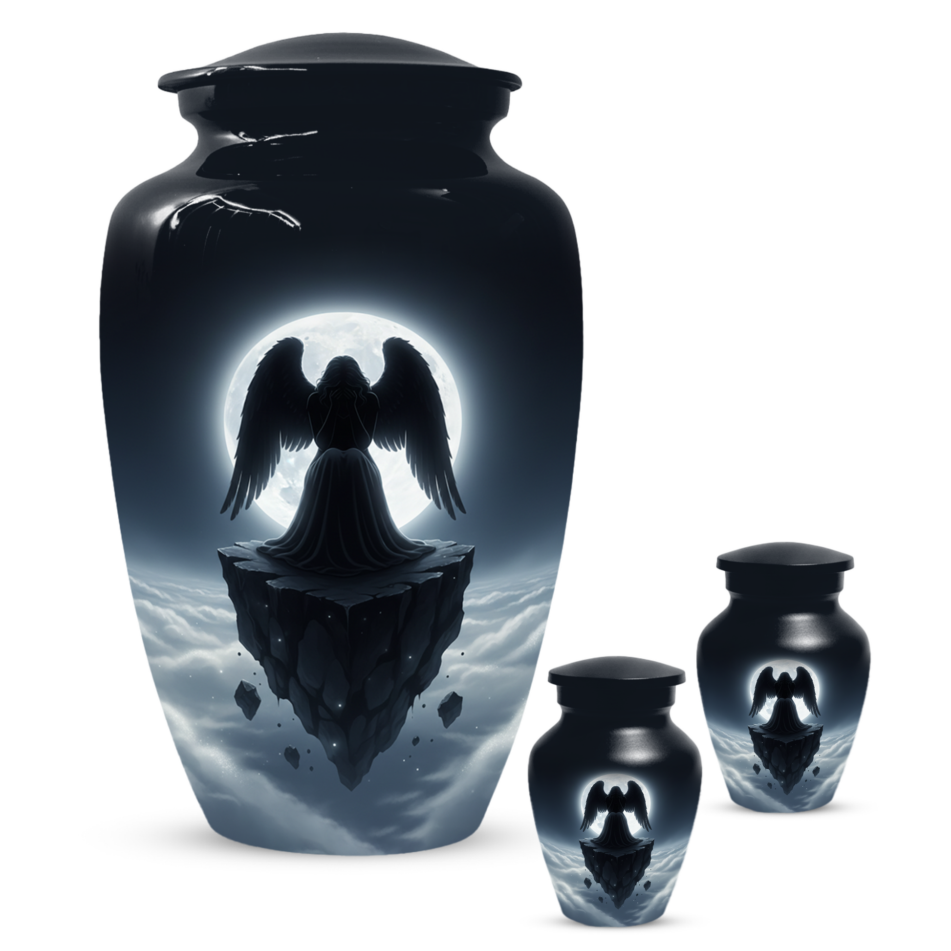 Personalized Angel Urn for Mom – Moonlight Guardian Angel Cremation Urn for Ashes
