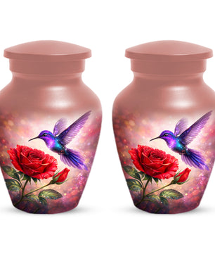 Personalized Hummingbird & Rose Urn for Mom – Custom Rose Cremation Urns for Ashes