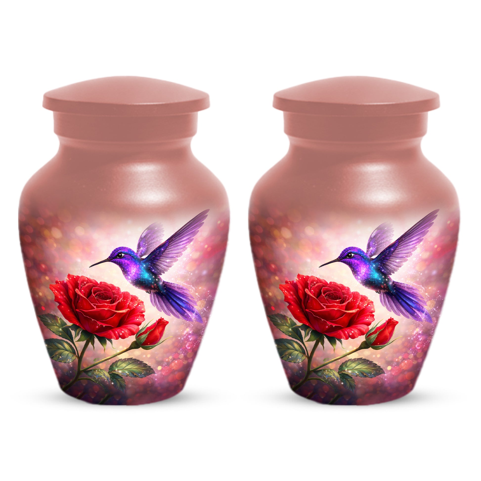 Personalized Hummingbird & Rose Urn for Mom – Custom Rose Cremation Urns for Ashes