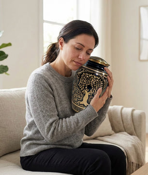 Tree Of Life Urn for Human Ashes - Hand Engraved Brass Burial Cremation Urns