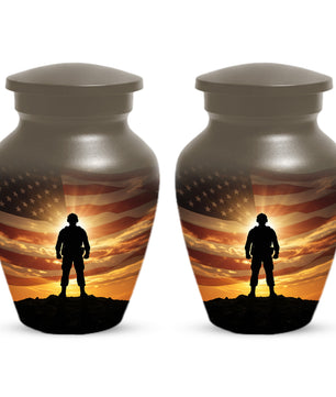 Military Soldier Urn for Dad – American Flag Cremation Urns for Ashes | Custom Veteran Memorial Funeral Keepsake for Men