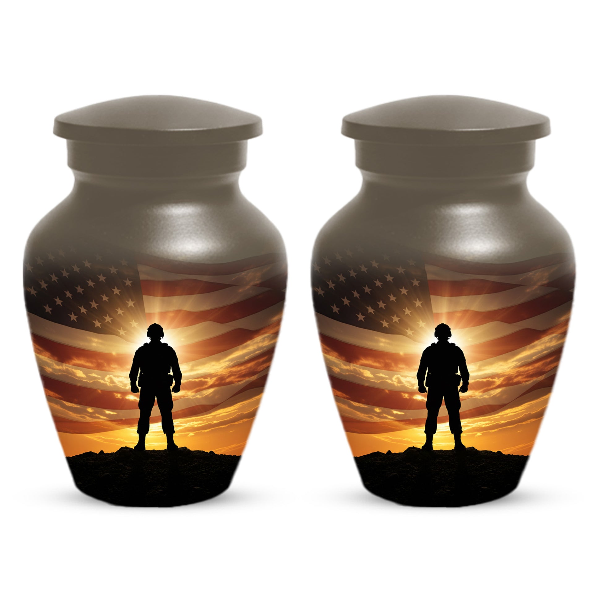 Military Soldier Urn for Dad – American Flag Cremation Urns for Ashes | Custom Veteran Memorial Funeral Keepsake for Men