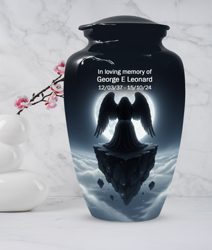 Personalized Angel Urn for Mom – Moonlight Guardian Angel Cremation Urn for Ashes