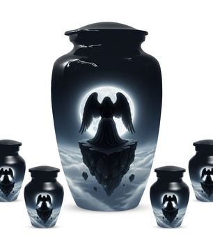 Personalized Angel Urn for Mom – Moonlight Guardian Angel Cremation Urn for Ashes