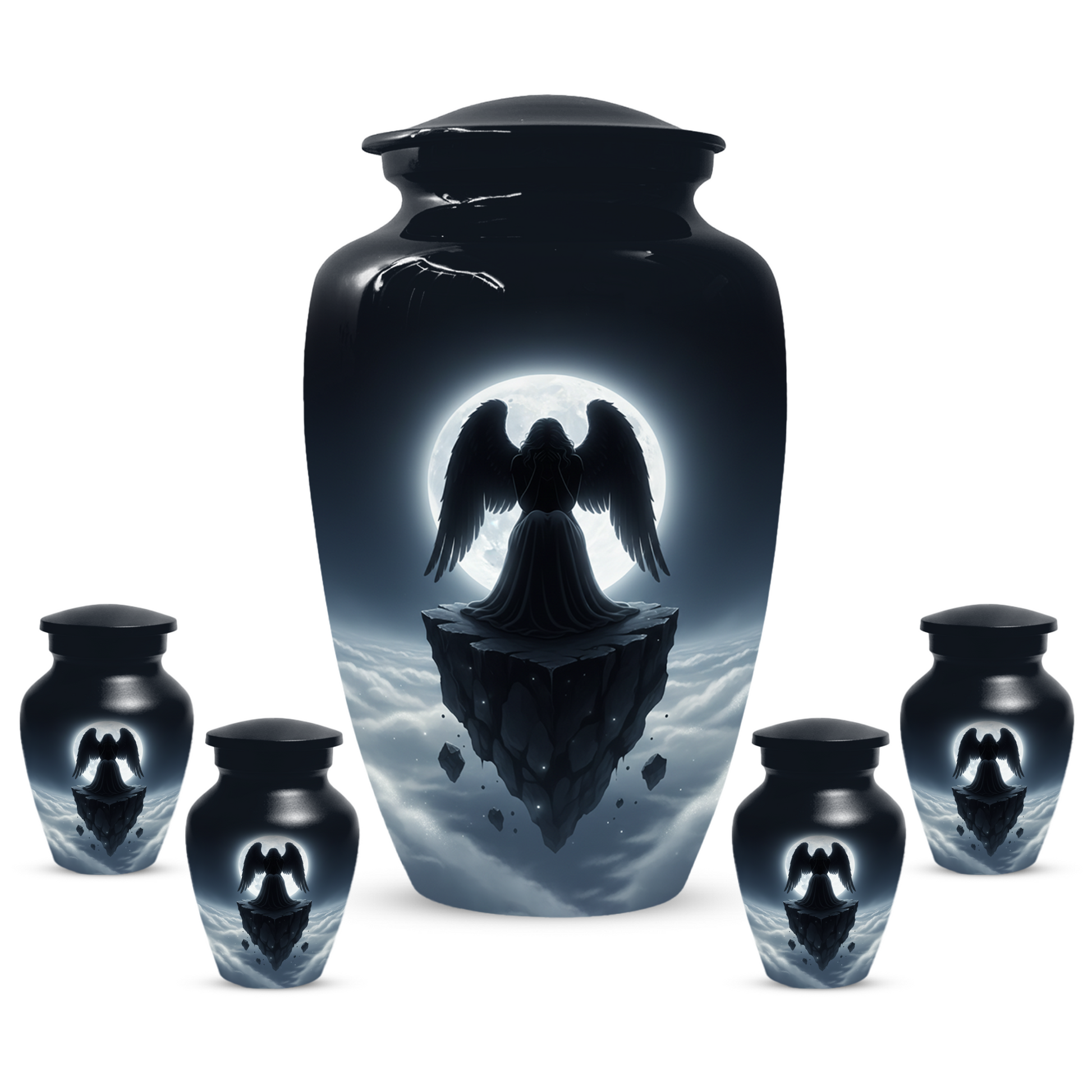 Personalized Angel Urn for Mom – Moonlight Guardian Angel Cremation Urn for Ashes