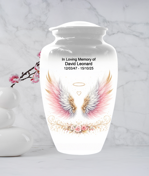 Personalized Angel Wings Cremation Urn for Human Ashes | Custom Adult Urn