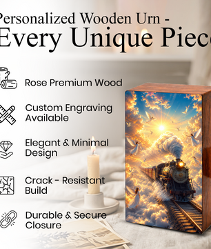 Train Urn For Human Ashes - Heavenly Guardian Angel Memorial Urns For Adults