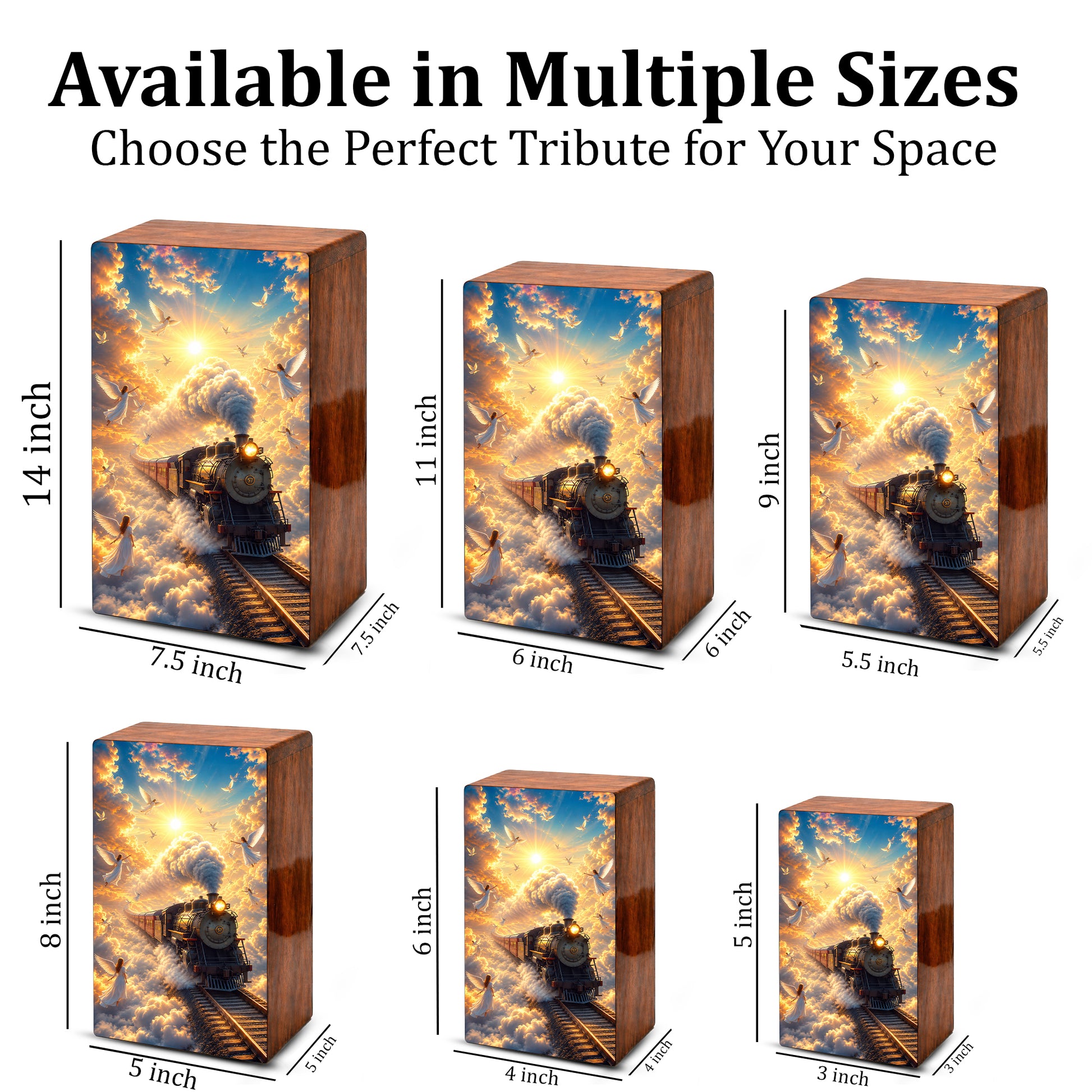 Train Urn For Human Ashes - Heavenly Guardian Angel Memorial Urns For Adults