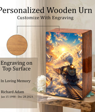 Train Urn For Human Ashes - Heavenly Guardian Angel Memorial Urns For Adults