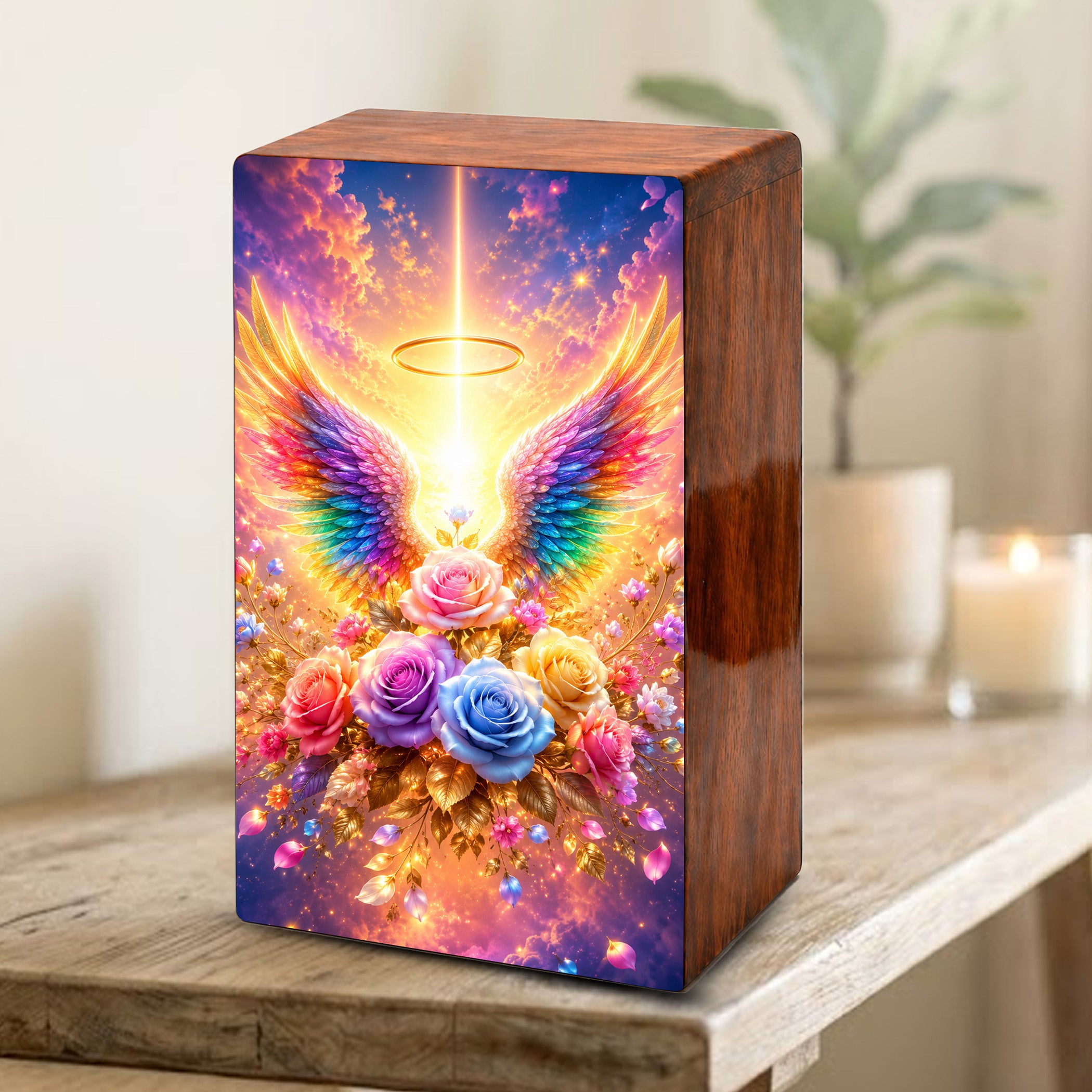 Angel Wings Cremation Urn – Personalized Funeral Flower Memorial Keepsake Box