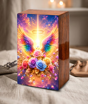Angel Wings Cremation Urn – Personalized Funeral Flower Memorial Keepsake Box
