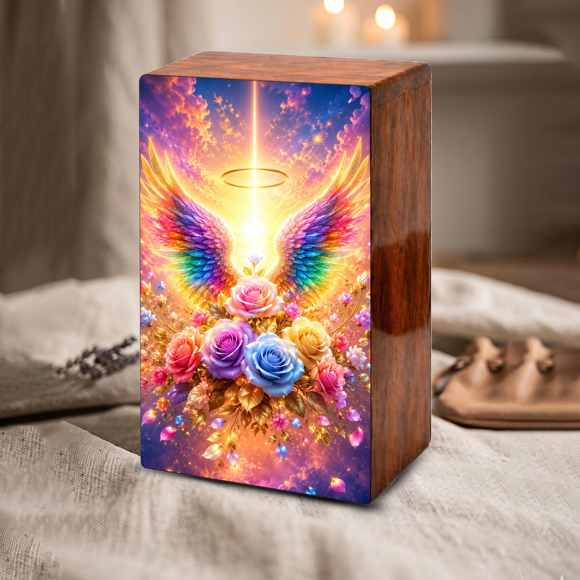 Angel Wings Cremation Urn – Personalized Funeral Flower Memorial Keepsake Box