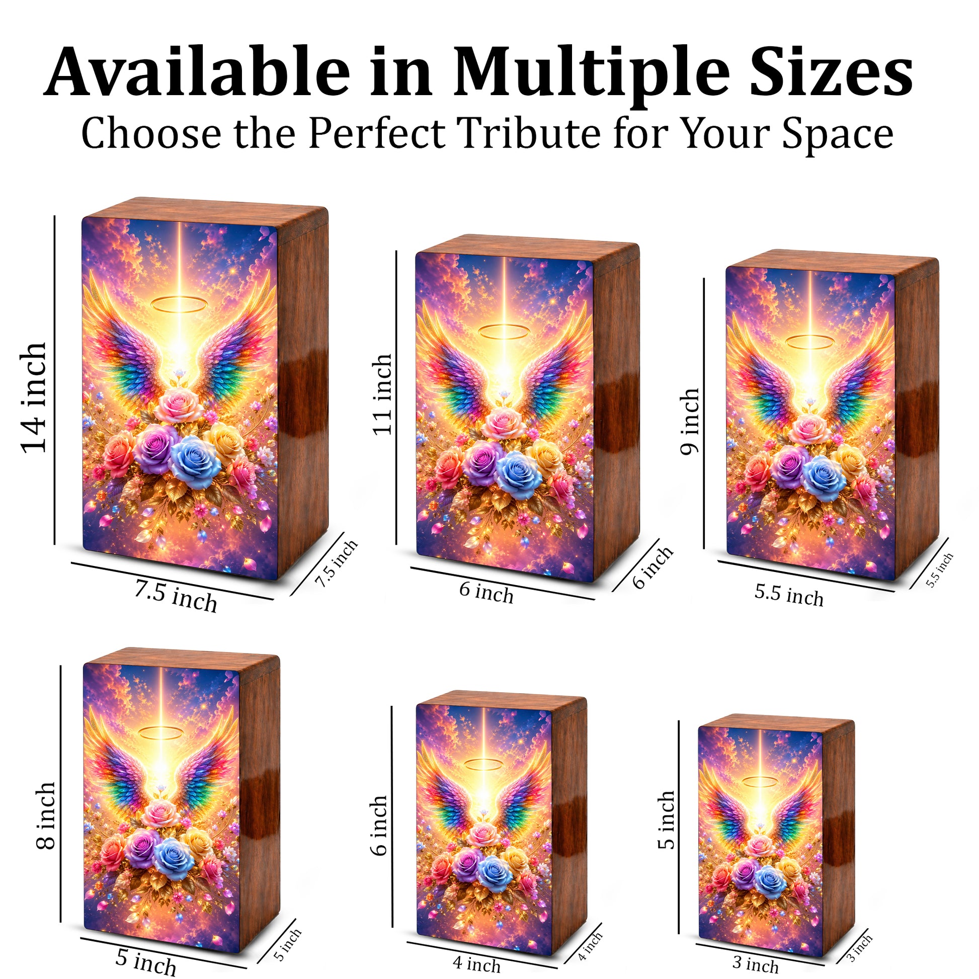 Angel Wings Cremation Urn – Personalized Funeral Flower Memorial Keepsake Box