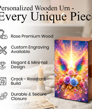 Angel Wings Cremation Urn – Personalized Funeral Flower Memorial Keepsake Box